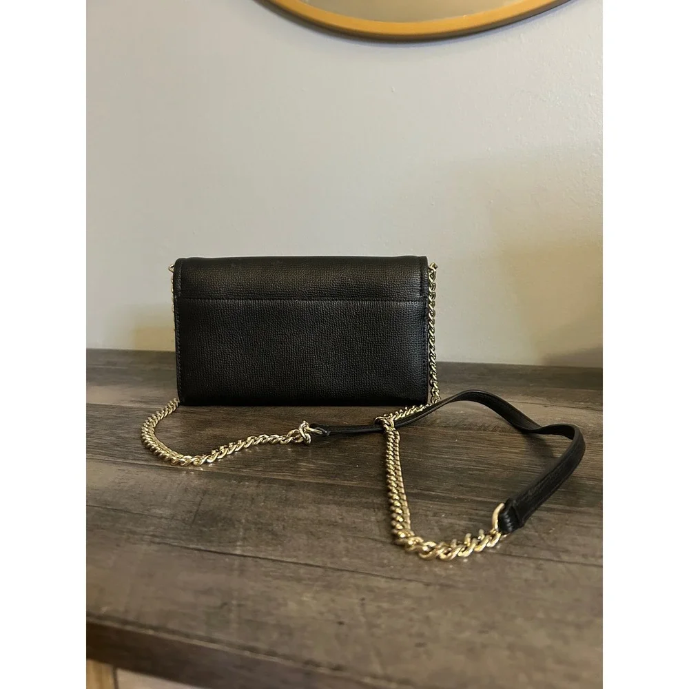 Kate Spade Madison Willow Crossbody Bag Black Saffiano Leather Chain Strap